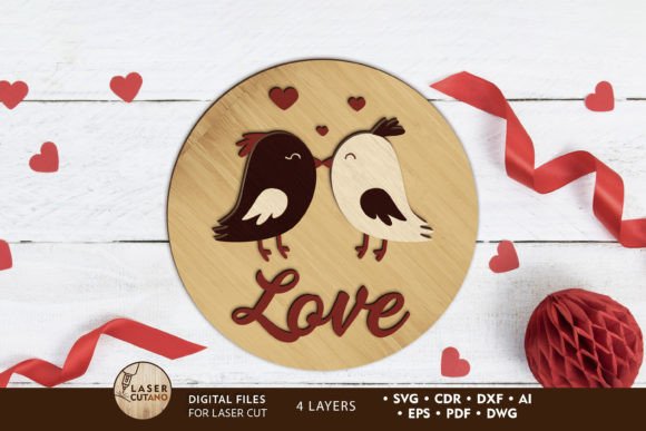 Download Love Birds Wall Panel, Layered Cut File - Love Collection