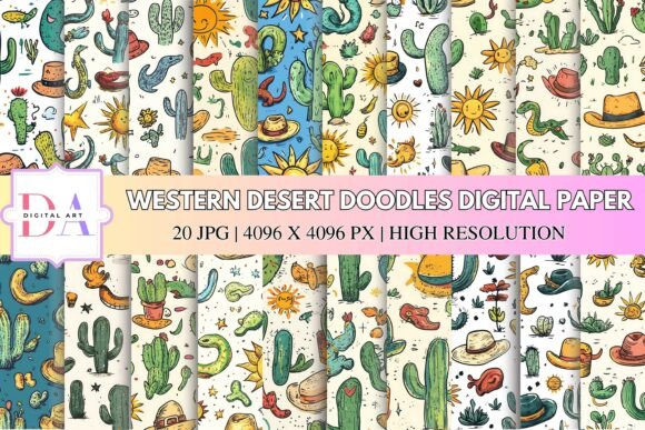 Download Western Desert Doodles Digital Paper - Doodle Collection
