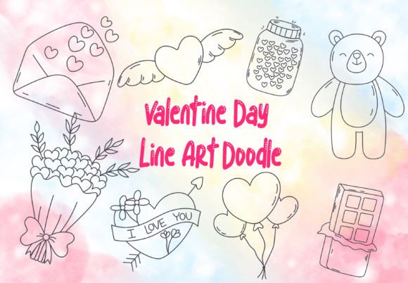 Download Valentine Line Art Doodle Vol.1 - Doodle Collection