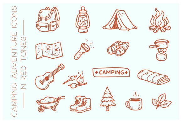 Download Camping Adventure Doodle Icon Set - Doodle Collection