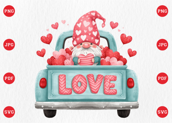 Download Valentine Gnome Pickup Truck Love PNG - Love Collection