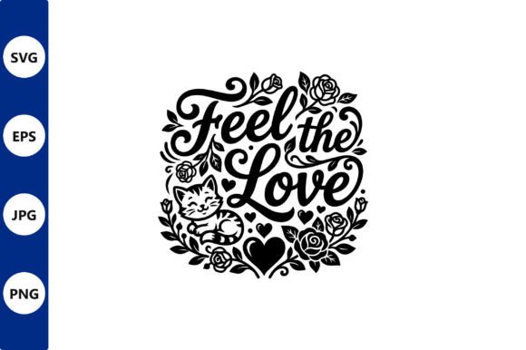 Download Feel the Love Cat Rose Circle - Love Collection