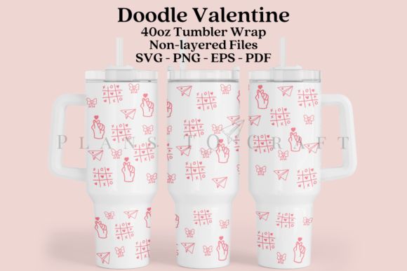 Download Doodle Valentine 40oz Tumbler Wrap SVG - Doodle Collection