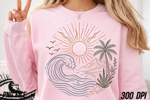 Download Boho Ocean Sun Tee, Nature Graphic Shirt - Ocean Collection
