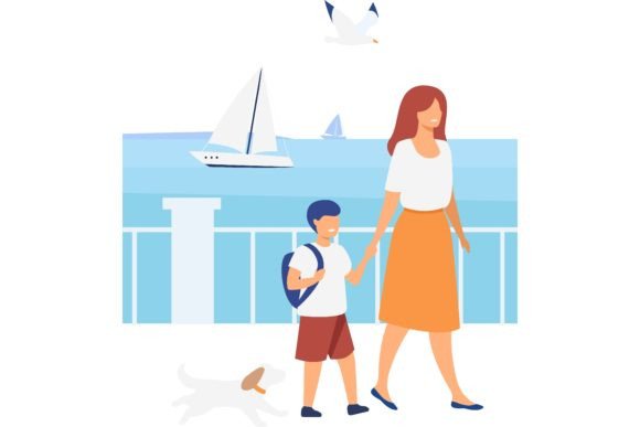 Download People Walking on Seaside Quay. Tourist - Tour Collection