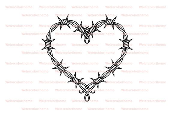 Download Barbed Wire Heart SVG Line Art Cut File - Line art cut file Collection
